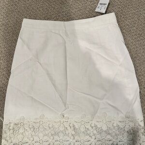 J. Crew White Pencil Skirt with Lace Detail